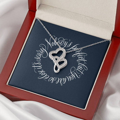With Calligraphic Card  Anniversary Valentine&#39;S Day Gift For Her Double Hearts Necklace