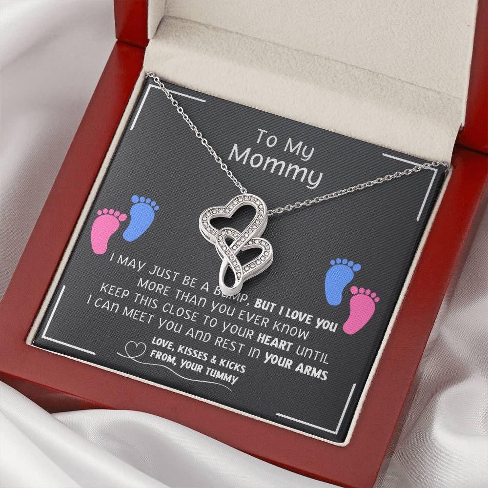 New Mommy Necklace New Mom Gift Mom To Be Baby Shower Gift First Time Mom Pregnancy Gift Gender Reveal Ideas New Mommy Double Hearts Necklace