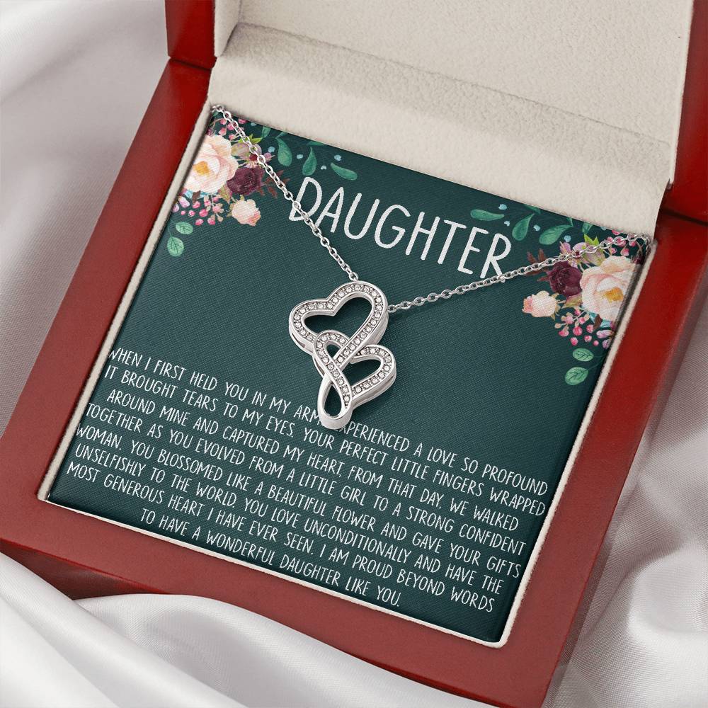 To My Daughter Necklace Gift - Love Knot Necklace For Daughter - Gift For Daughter - Daughter Jewelry - Mom And Daught Double Hearts Necklace