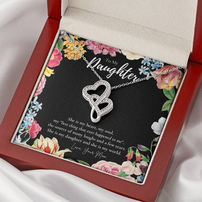 Daughter Gift  To My Daughter Necklace From Mom  To My Daughter Necklace  Gift For Daughter From Mom Double Hearts Necklace