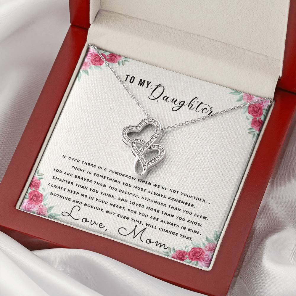To My Daughter Necklace - Happy Mother's Day Gift For Daughter From Mom - Mother's Day Necklace For Daughter - Mom To  Double Hearts Necklace