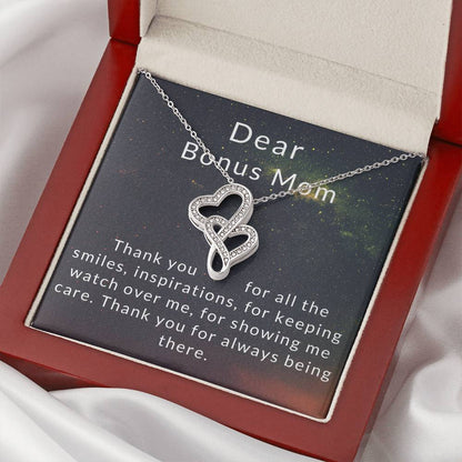 To My Bonus Mom Double Hearts Necklace