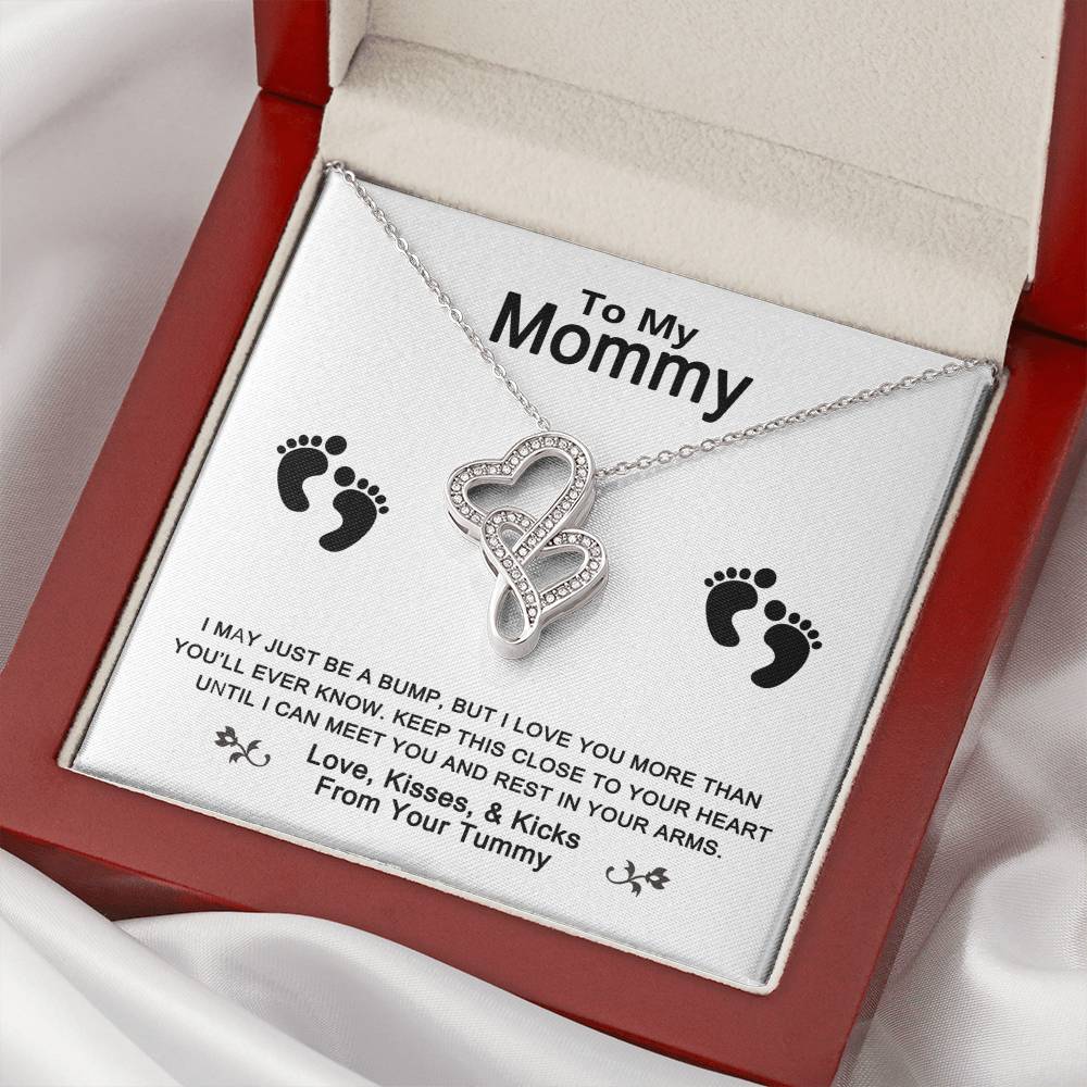 To My Mommy Necklace - Mommy Gifts From Baby Mother's Day Gift From Husband Mother's Day Gift From Baby Bump Mommy Gif Double Hearts Necklace