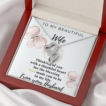 Gift For Wife From Husband - To My Beautiful Wife - Love From Your Husband - Gift For Wife Necklace For Wife Gift For  Double Hearts Necklace