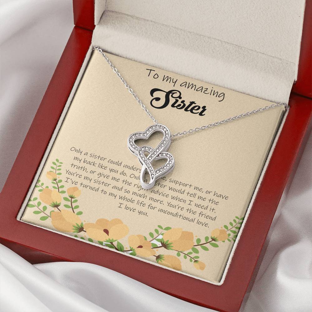 To My Amazing Sister - Yellow Double Hearts Necklace