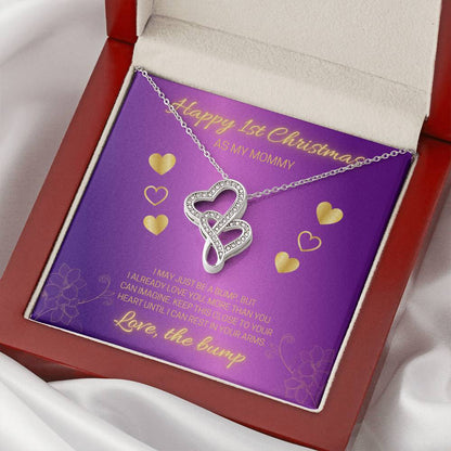 Happy 1St Christmas Purple Double Hearts Double Hearts Necklace