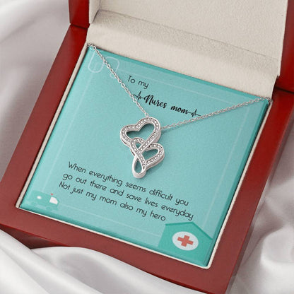 Nures Mom Gift  Nures Necklace Double Hearts Necklace