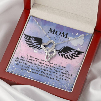Mom - I Miss You More Than Words Can Say -  Double Hearts Necklace