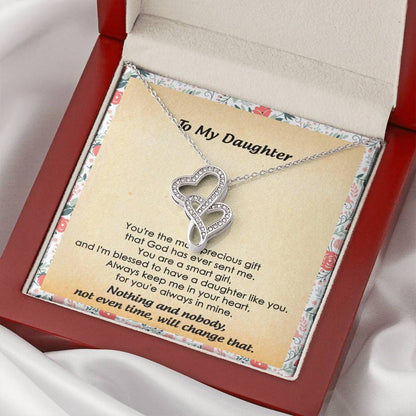 To My Daughter Necklace - Mom To Daughter Double Heart Necklace Gift - Mom And Daughter Always Remember Gift From Mom  Double Hearts Necklace