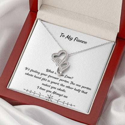 To My Fiancee Pendant Necklace Future Wife Necklace Card Engagement Gifts For Fiance Romantic Jewelry Gift For Fiance  Double Hearts Necklace