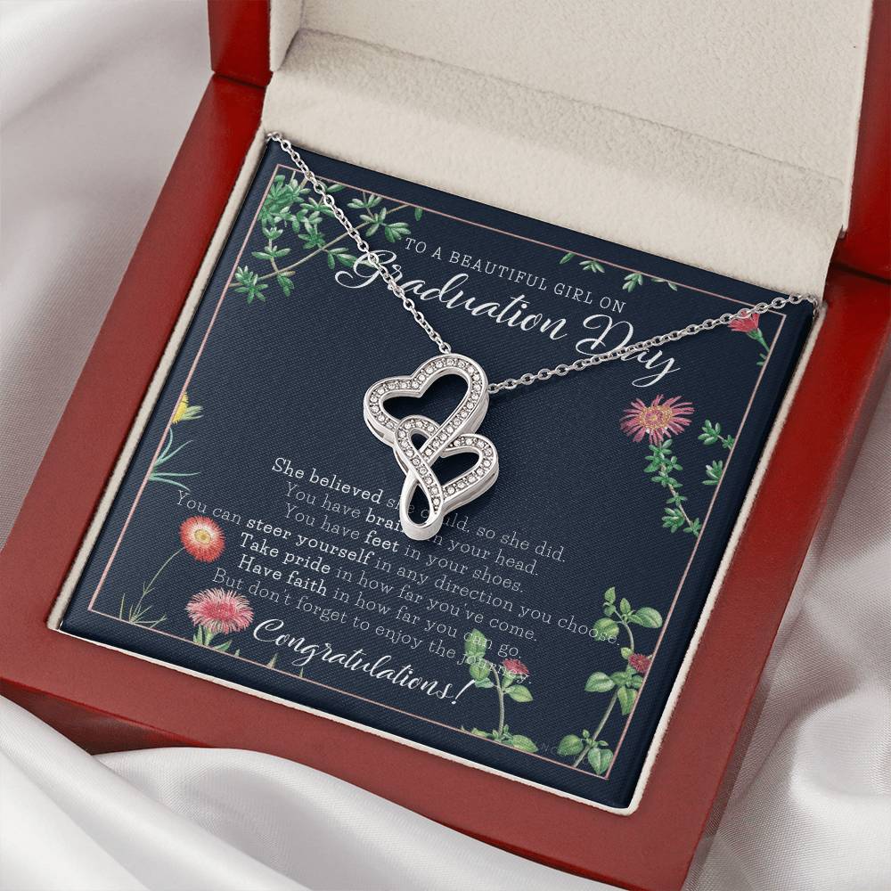 Graduation Gift Necklace For Daughter College Graduation Gift For Her High School Senior Graduation Mba Phd Master Cla 1 Double Hearts Necklace