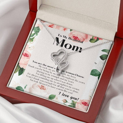 To My Beautiful Mom Necklace  To My Badass Mom Necklace  Badass Mom Gift  Mother’S Day Gift  Birthday Gift  Gift From  Double Hearts Necklace