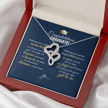 Graduation Gift For Daughter - Class Of 2022 Necklace - Class Of 2022 Necklace Jewelry Gift - Graduation Gift For Daug Double Hearts Necklace