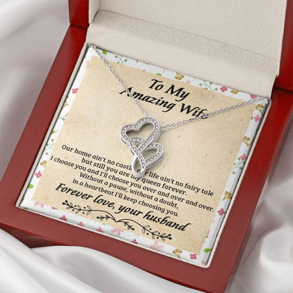 To My Amazing Wife Necklace - Gift For Wife - Still Choose You -  Forever Love Necklace - To My Wife Necklace Gift Ann Double Hearts Necklace