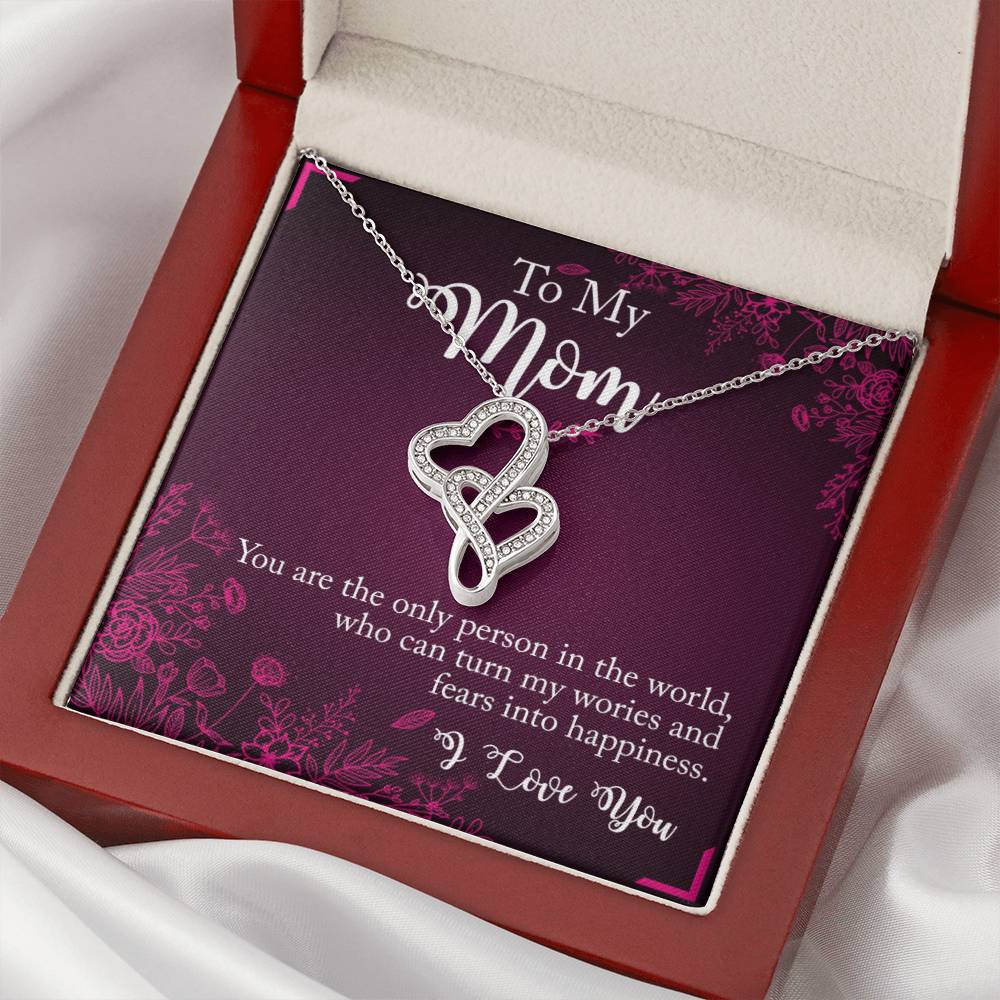 Love You Mom Double Hearts Necklace