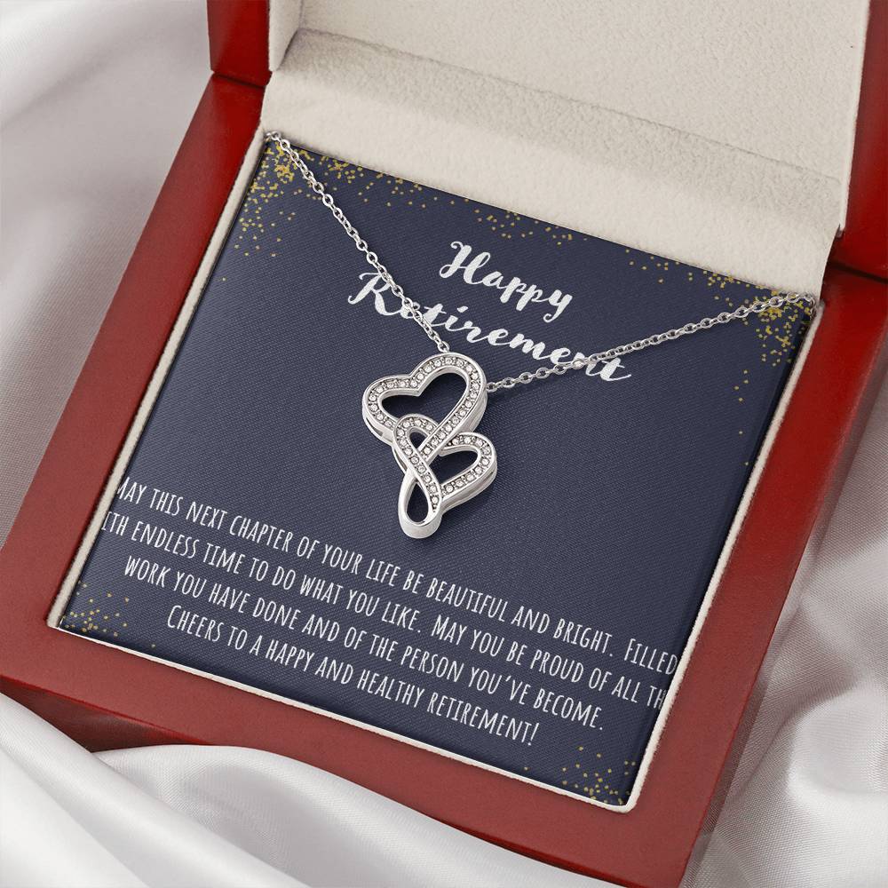 Happy Retirement Double Hearts Necklace