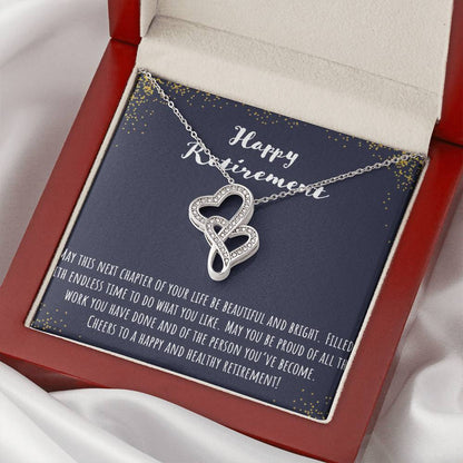 Happy Retirement Double Hearts Necklace