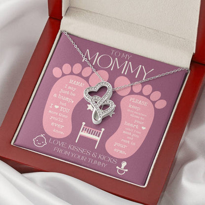Baby Shower Gift  Gift For Pregnant Wife  Mom To Be Gift  New Mommy Necklace  To Mommy To Be  New Mom Jewelry  Badass  Double Hearts Necklace