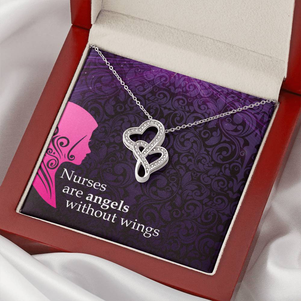 To My Nurse Daughter - Mothers Day Gift For Nurse - Birthday Gift For Nurse Daughter - Gift Necklace For Nurse Daughte Double Hearts Necklace