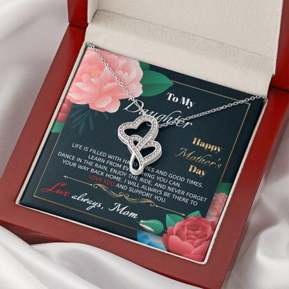 To My Daughter I Love You Forever Love Necklace Mother's Day - Daughter Necklace - Mother Daughter Jewelry Gift - Daug 1 Double Hearts Necklace