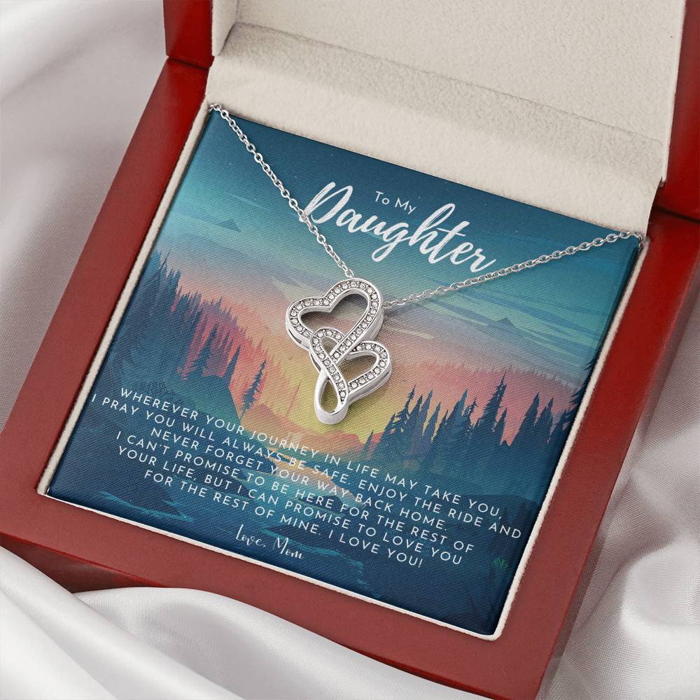 To My Daughter Necklace From Mom - Grown Up Daughter Gift From Mom - Gift For Daughter From Mom - Daughters Birthday G Double Hearts Necklace