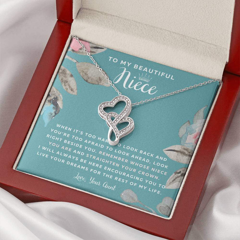To My Beautiful Niece Straighten Your Crown Necklace Aunt Niece Necklace Niece Birthday Gift Niece Graduation Gift Double Hearts Necklace