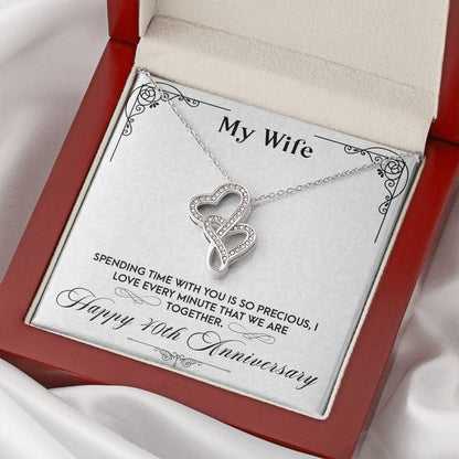 My Wife Every Minute 40Th Anniversary Peas Pod Necklace - To Wife From Husband Double Heart Necklace Gift Wedding Day  Double Hearts Necklace