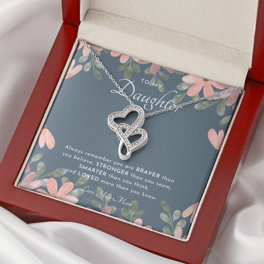 To My Daughter Always Remember Gift For Daughter From Mom Daughter Birthday Graduation Christmas Present Double Hearts Necklace