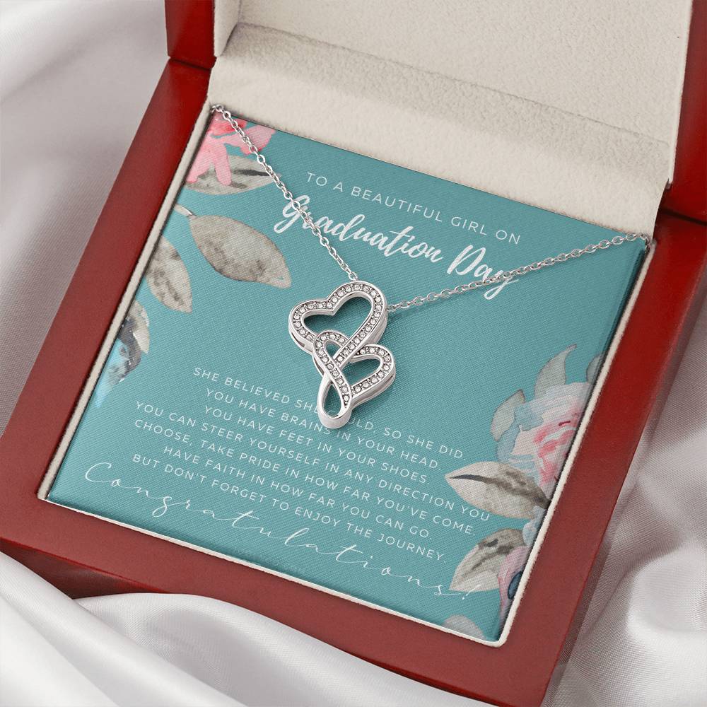 Graduation Gift Necklace For Daughter Graduation Gift For Her College Graduation Gift For Her High School Senior Gradu Double Hearts Necklace