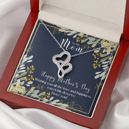 To My Mom Necklace  Mom Gift  Mother’S Day Gift  Birthday Gift  Gift From Daughter  Gift From Son  Mother's Day Gift F Double Hearts Necklace