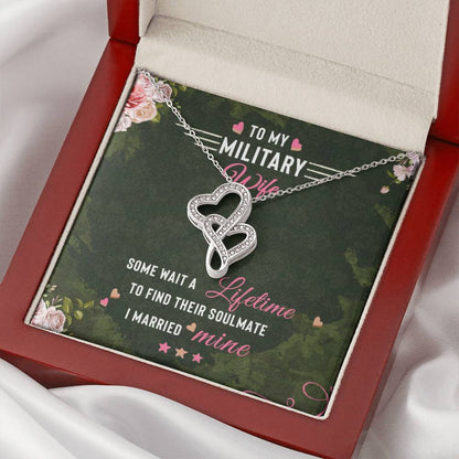 To My Military Wife Double Hearts Necklace
