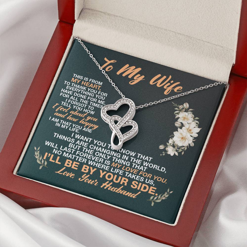 To My Wife Necklace Gift Anniversary Gift Gifts For Her Valentines Gift For Wife Birthday Gift Gift For Wife - To My W Double Hearts Necklace