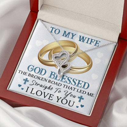 To My Wife Double Hearts Necklace