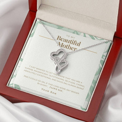 To My Beautiful Mother Double Hearts Necklace