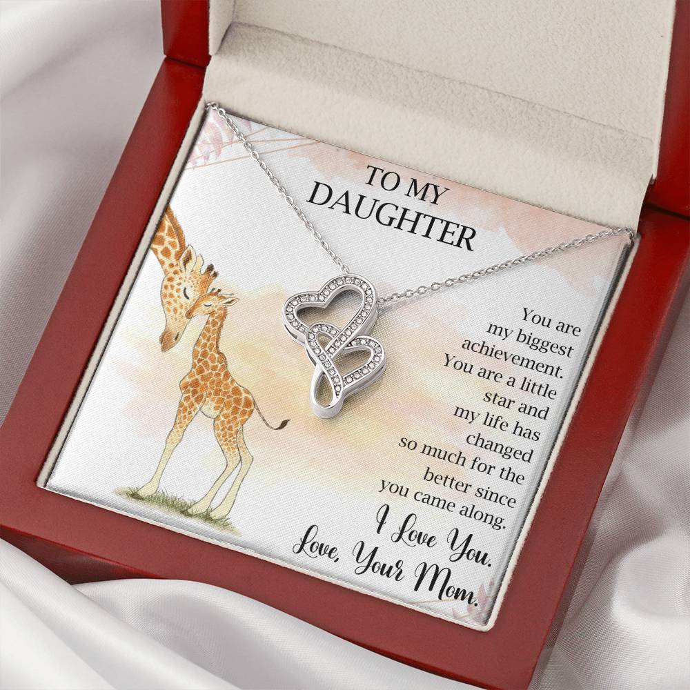 Mom To Daughter Alluring Beauty Necklace Gift - A Mother's Treasure - Giraffe Necklace - Giraffe Necklace For Mom - Mo 1 Double Hearts Necklace