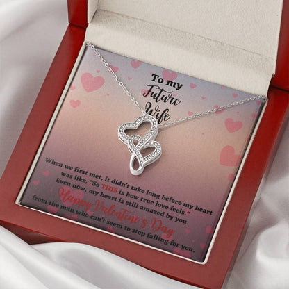 To My Future Wife Falling For You Valentine's Day Necklace Double Hearts Necklace