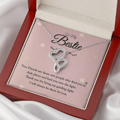 To My Bestie - I Will Always Be There For You -  Double Hearts Necklace