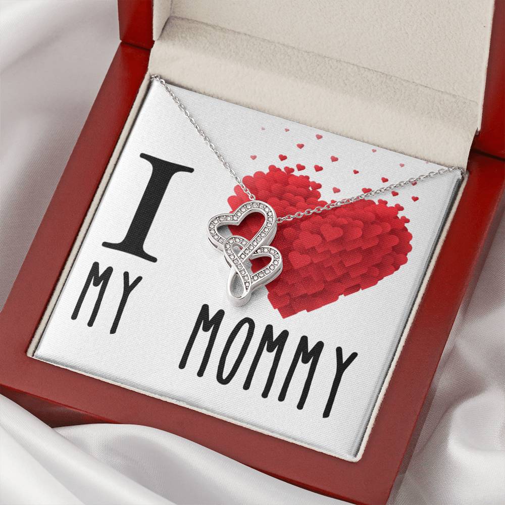 I Love My Mommy Double Hearts Cz Necklace Valentines Day Birthday Heartfelt Keepsake Gift Double Hearts Necklace