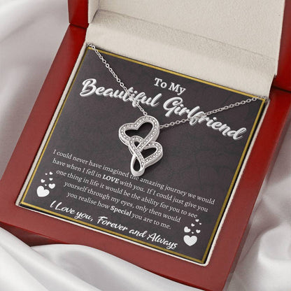 To My Beautiful Girlfriend Double Heart Necklace Double Hearts Necklace