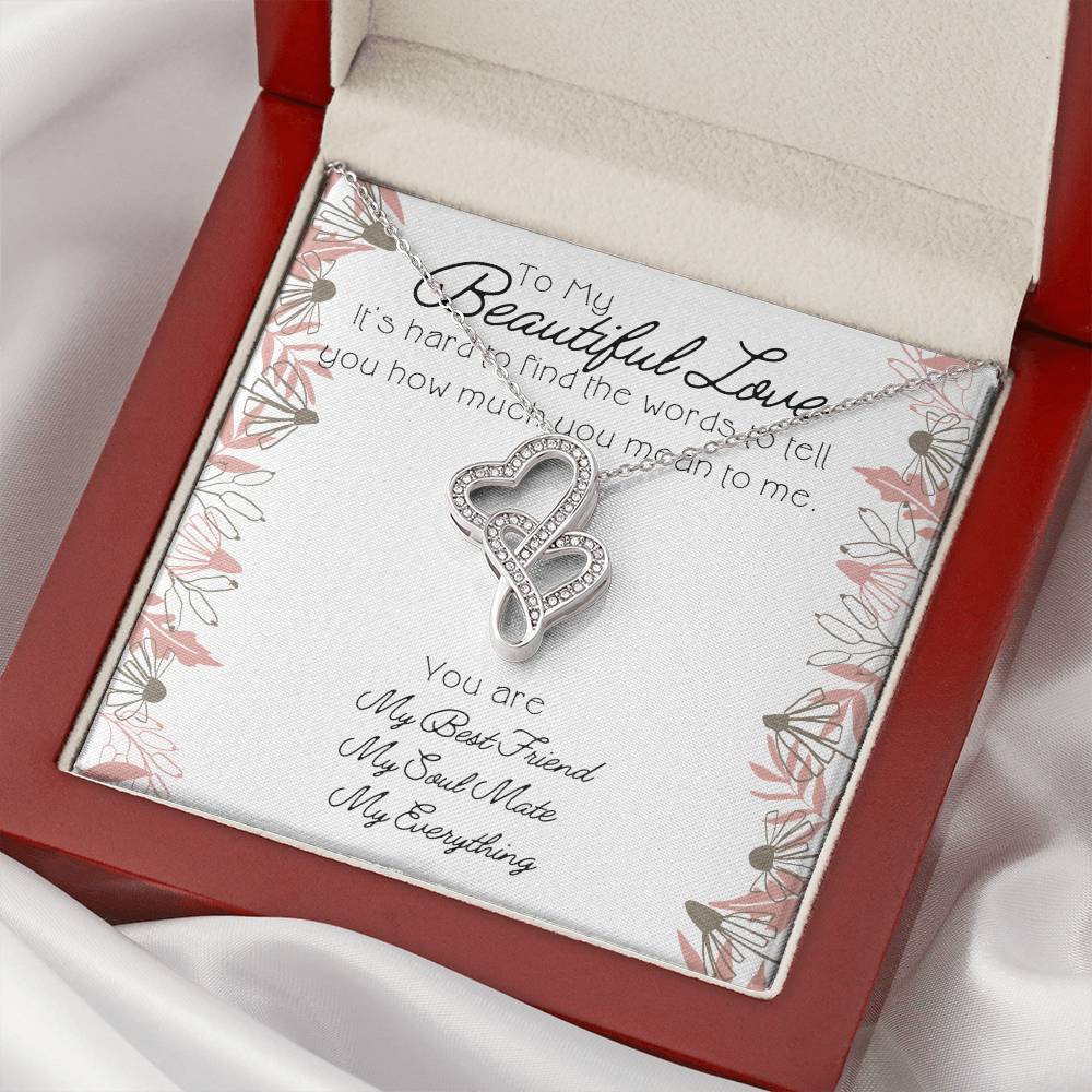 To My Beautiful Love - Gift For Partner Anniversary Gift Birthday Gift Double Hearts Necklace