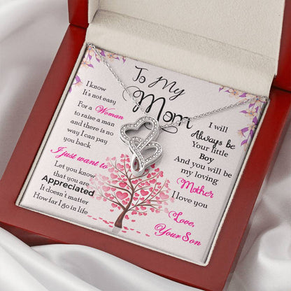 Mom - Love And Gratitude Forever Love Necklace Mothers Day Gift Gift Mothers Day Card Gift Idea Son Mother Jewelry Mot Double Hearts Necklace