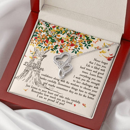 To My Daughter Necklace - Dad To Daughter Necklace Jewelry Gift Love Dad To Daughter Necklace - Dad Anniversary Gift - Double Hearts Necklace
