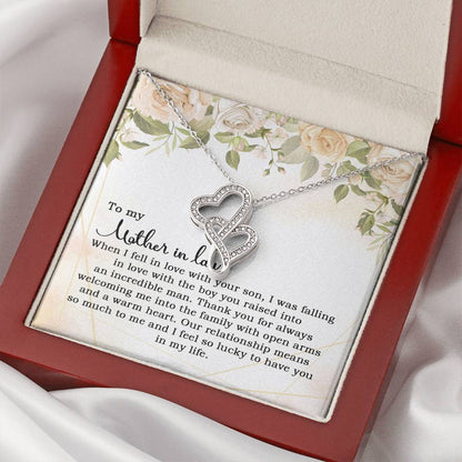 To My Mother In Law When I Fell In Love With Your Son  Double Hearts Necklace