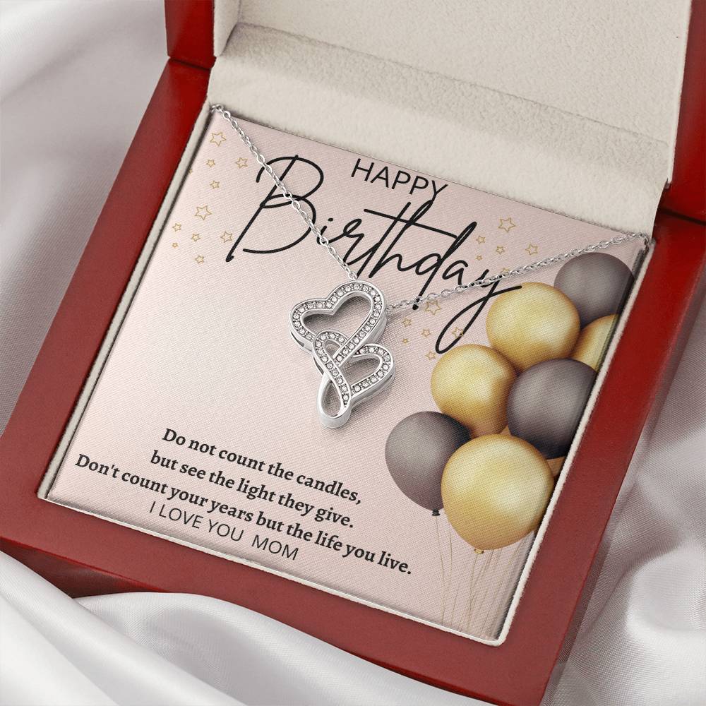 Moms Birthday Double Hearts Necklace
