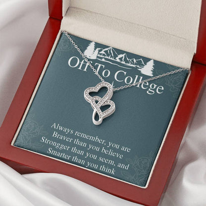 Graduation Gift Necklace For Girls - Graduate Gift Jewelry -  College - High School - Elementary School - Senior Gradu 1 Double Hearts Necklace