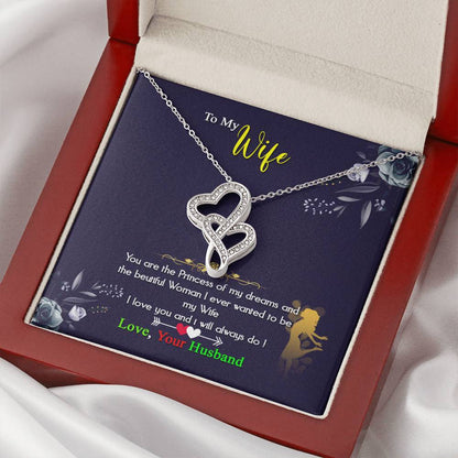 My Wife My Princess Gorgeous ! Double Hearts Necklace
