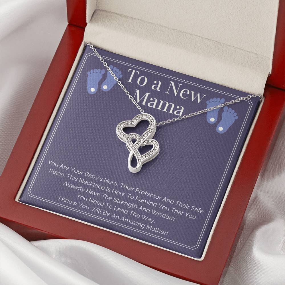 New Mommy Gift Mama To Be Present - Pregnancy Gift Double Hearts Necklace