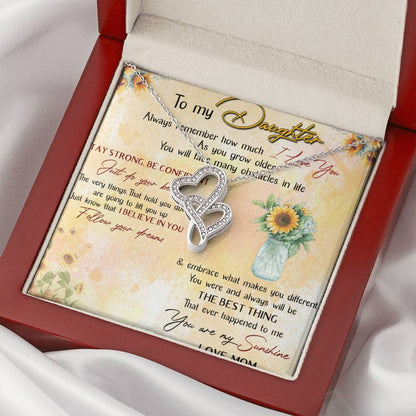 To My Daughter Gift From Mom Forever Love Necklace - Meaningful Necklace For Daughter - Mother To Daughter Birthday Gi Double Hearts Necklace