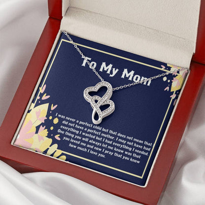 Mom Necklace Mother Necklace Mom Gift Mother's Day Gift Mother's Day Necklace Mother Daughter Gift 2 Interlocking Hear Double Hearts Necklace