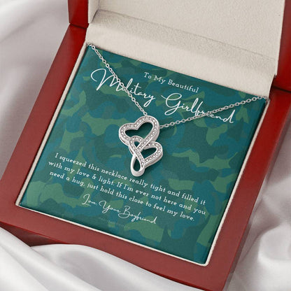 Army Girlfriend Gift Best Military Girlfriend In The World Deployment Gift Gift For Military Girlfriend Military Deplo 1 Double Hearts Necklace